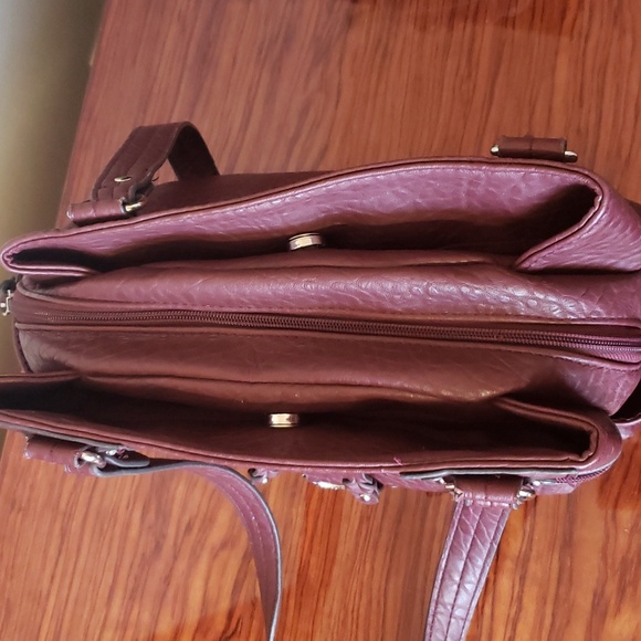 Rosetti Midtown Eggplant Leather Satchel Bag / Shoulder Purse. - Picture 12 of 16